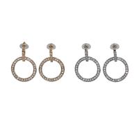 Paar Ohrstecker STEUER "2 Paar Metall rund Glasstein weiß", Damen, Gr. one-size, Metall, mehrfarbig, weiß, Ohrringe (90009709-0) mehrfarbig, weiß
