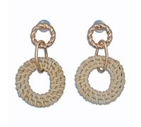 Paar Ohrstecker STEUER "Metall vergoldet glanz Bast geflochten natur", Damen, Gr. one-size, Metall, gelb, Ohrringe Paar Ohrstecker (31132334-0)