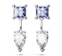 Swarovski Mesmera Ohrring-Jackets, Blaue und Rhodinierte Ohrstecker mit Strahlenden Swarovski Kristallen