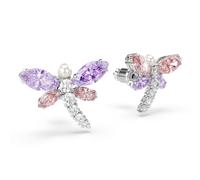 Paar Ohrstecker SWAROVSKI "Schmuck Geschenk 2026 CAPSULE Ohrringe Libelle", metallfarben, kristallweiß, pink, lila, weiß, kristallweiß, pink, lila, Ohrringe, Damen, Metall Perlen, Metall, Perlen, mit 