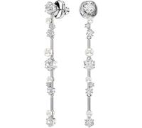 Paar Ohrstecker SWAROVSKI "Schmuck Geschenk Constella Drop-Ohrhänger", silber (metallfarben, kristallweiß, weiß, kristallweiß), Ohrringe, Damen, Metall Perlen, Metall, Perlen, mit Swarovski Zirkonia (