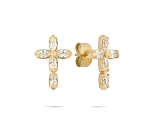 Paar Ohrstecker TAMARIS "Cross, Kreuz-Design", gold (gelbgoldfarben), Ohrringe, Damen, Edelstahl (73100241-0) gelbgoldfarben