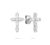 Paar Ohrstecker TAMARIS "Cross, Kreuz-Design", transparent (edelstahlfarben), Ohrringe, Damen, Edelstahl (27709118-0) edelstahlfarben