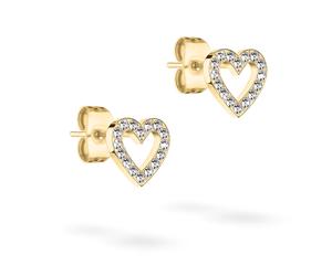Paar Ohrstecker TAMARIS "Sparkling Hearts, Herzen", gold (gelbgoldfarben, kristallweiß, kristallweiß), Ohrringe, Damen, Edelstahl, mit Zirkonia (synth.) (67214367-0) gelbgoldfarben, kristallweiß, kris