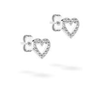 Paar Ohrstecker TAMARIS "Sparkling Hearts, Herzen", silber (edelstahlfarben, kristallweiß, kristallweiß), Ohrringe, Damen, Edelstahl, mit Zirkonia (synth.) (58875510-0) edelstahlfarben, kristallweiß,
