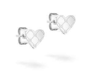 Paar Ohrstecker TAMARIS "The T-Pattern Heart, Herzen", silber (edelstahlfarben), Ohrringe, Damen, Edelstahl (40717333-0) edelstahlfarben