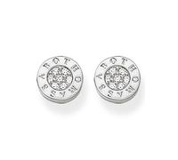 Paar Ohrstecker THOMAS SABO "Classic Pavé Schwarz, Classic Pavé Weiß", bunt (silberfarben, weiß, kristallweiß), Ohrringe, Damen, 9mm, Silber 925 (recycelt), mit Zirkonia (synth.) (50354020-0) silberfa