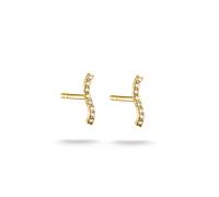 Paar Ohrstecker THOMAS SABO "geschwungen gelbgoldfarben", gold (gelbgoldfarben, weiß, weiß), Ohrringe, Damen, Metall, mit Zirkonia (synth.) (20112140-0) gelbgoldfarben, weiß, weiß