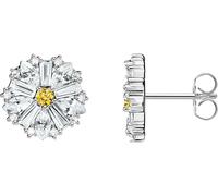 Paar Ohrstecker THOMAS SABO "Lovely Daisy Ohrstecker groß", bunt (silberfarben, weiß, gelb, weiß, gelb), Ohrringe, Damen, 11mm, Silber 925 (recycelt), mit Zirkonia (synth.) (96255104-0) silberfarben,