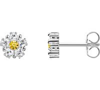 Paar Ohrstecker THOMAS SABO "Lovely Daisy Ohrstecker klein", bunt (silberfarben, weiß, gelb, weiß, gelb), Ohrringe, Damen, 6mm, Silber 925 (recycelt), mit Zirkonia (synth.) (40449512-0) silberfarben,