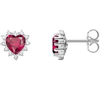 Paar Ohrstecker THOMAS SABO "Romance Herz-Ohrstecker", rot (silberfarben, kristallweiß, rot, kristallweiß, rot), Ohrringe, Damen, Silber 925 (recycelt), mit Zirkonia (synth.), Rubin (30570016-0) silbe