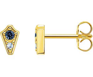 Paar Ohrstecker THOMAS SABO "Royalty dunkelblauer Stein, H2210-667-1, H2210-960-1", gold (gelbgoldfarben, blau, blau), Ohrringe, Damen, Silber 925 (recycelt), mit Glas-Keramik Stein, Spinell (synth.)