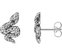 Paar Ohrstecker THOMAS SABO "Schlangen-Optik", silber (silberfarben, schwarz, schwarz), Ohrringe, Damen, Silber 925 (recycelt), mit Zirkonia (synth.) (50323343-0) silberfarben, schwarz, schwarz