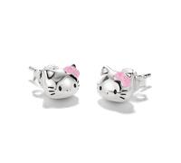 Paar Ohrstecker THOMAS SABO "THOMAS SABO ♡ Hello Kitty Ohrstecker", silberfarben, schwarz, pink, Ohrringe, Damen, Metall, Emaille (38850029-0) silberfarben, schwarz, pink