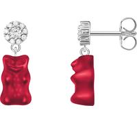 Paar Ohrstecker THOMAS SABO "THOMAS SABO x HARIBO: Ohrstecker mit Goldbär", rot (silberfarben, rot, kristallweiß, rot, kristallweiß), Ohrringe, Damen, Silber 925 (recycelt), mit Kristallglas, Zirkonia