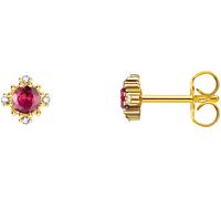 Paar Ohrstecker THOMAS SABO "Vintage mit Stein", bunt (gelbgoldfarben, weiß, rot, weiß, rot), Ohrringe, Damen, Silber 925 (recycelt), mit Zirkonia (synth.), Saphir (synth.) (54546205-0) gelbgoldfarben