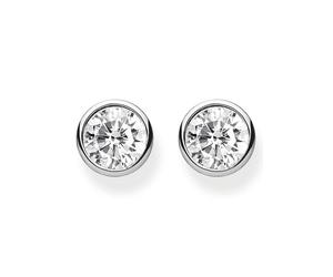 Paar Ohrstecker THOMAS SABO "Weißer Stein", bunt (silberfarben, weiß, kristallweiß), Ohrringe, Damen, 6mm, Silber 925 (recycelt), mit Zirkonia (synth.) (48441952-0) silberfarben, weiß, kristallweiß