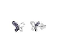 Paar Ohrstecker TOM TAILOR "Schmetterling-Motiv", silberfarben, lila, lila, Ohrringe, Mädchen, Silber 925 (Sterlingsilber), mit Zirkonia (synth.) (52914548-0) silberfarben, lila, lila