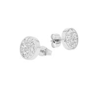 Paar Ohrstecker TOM TAILOR "Schmuck Geschenk Edelstahl Kreis rund", silber (edelstahlfarben, kristallweiß, kristallweiß), Ohrringe, Damen, Edelstahl, mit Kristallsteine (56369809-0) edelstahlfarben, k