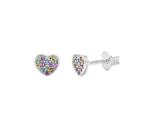 Paar Ohrstecker TOM TAILOR "Schmuck Geschenk Silber 925 Herz", silberfarben, orange, grün, rosa, lila, blau, orange, grün, rosa, lila, blau, Ohrringe, Mädchen, Silber 925 (Sterlingsilber), mit Zirkoni