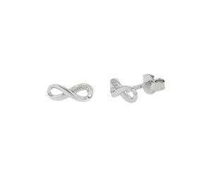 Paar Ohrstecker TOM TAILOR "Schmuck Geschenk Silber 925 Infinity Unendlichkeitsschleife", silber (silberfarben, kristallweiß, kristallweiß), Ohrringe, Damen, Silber 925 (Sterlingsilber), mit Zirkonia