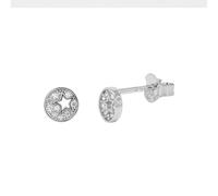 Paar Ohrstecker TOM TAILOR "Schmuck Geschenk Silber 925 Kreis rund Stern", silberfarben, weiß, kristallweiß, Ohrringe, Jungen, Silber 925 (Sterlingsilber), mit Zirkonia (synth.) (35251704-0) silberfar