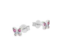 Paar Ohrstecker TOM TAILOR "Schmuck Geschenk Silber 925 Schmetterling", silberfarben, champagner, blau, pink, champagner, blau, pink, Ohrringe, Jungen, Silber 925 (Sterlingsilber), mit Zirkonia (synth