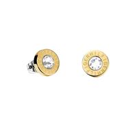 Paar Ohrstecker TOMMY HILFIGER "Schmuck Edelstahl Ohrschmuck Ohrringe CLASSIC SIGNATURE", gold (edelstahlfarben, gelbgoldfarben, kristallweiß), Ohrringe, Damen, 9mm, Edelstahl, mit Kristallstein (2708