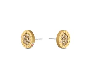Paar Ohrstecker TOMMY HILFIGER "Schmuck Edelstahl Ohrschmuck Ohrringe CRYSTAL", beige (goldfarben, champagner, champagner), Ohrringe, Damen, 10mm, Edelstahl, mit Glasstein (93609651-0) goldfarben, cha