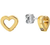 Paar Ohrstecker TOMMY HILFIGER "TOGGLE HEART", gelb (gelbgoldfarben, edelstahlfarben), Ohrringe, Damen, Edelstahl, mit Emaille (14279917-0) gelbgoldfarben, edelstahlfarben
