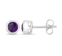 Paar Ohrstecker VIRA JEWELS "925-Sterling Silber rhodiniert glänzend Amethyst violett rund", weiß (weiß, lila), Ohrringe, Damen, one-size, 0,9, Silber 925 (Sterlingsilber), Paar Ohrstecker (26925611-0