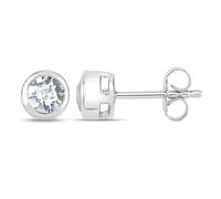 Paar Ohrstecker VIRA JEWELS "925-Sterling Silber rhodiniert glänzend Aquamarine hellblau rund", weiß (weiß, hellblau), Ohrringe, Damen, one-size, 0,7, Silber 925 (Sterlingsilber), Paar Ohrstecker (538