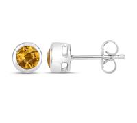 Paar Ohrstecker VIRA JEWELS "925-Sterling Silber rhodiniert glänzend Citrin orange rund", weiß (weiß, orange), Ohrringe, Damen, one-size, 0,8, Silber 925 (Sterlingsilber) (63831112-0) weiß, orange