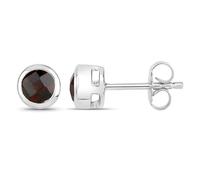 Paar Ohrstecker VIRA JEWELS "925-Sterling Silber rhodiniert glänzend Granat rot rund", weiß (weiß, rot), Ohrringe, Damen, one-size, 1,1, Silber 925 (Sterlingsilber) (69670121-0) weiß, rot