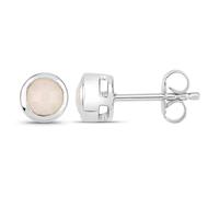 Paar Ohrstecker VIRA JEWELS "925-Sterling Silber rhodiniert glänzend Opal weiß rund", weiß (weiß, weiß), Ohrringe, Damen, one-size, 0,54, Silber 925 (Sterlingsilber) (53927857-0) weiß, weiß
