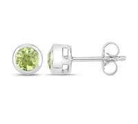 Paar Ohrstecker VIRA JEWELS "925-Sterling Silber rhodiniert glänzend Peridot grün rund", weiß (weiß, grün), Ohrringe, Damen, one-size, 1,18, Silber 925 (Sterlingsilber) (77579562-0) weiß, grün