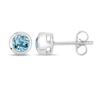 Paar Ohrstecker VIRA JEWELS "925-Sterling Silber rhodiniert Glänzend Topas blau rund", weiß (weiß, blau), Ohrringe, Damen, one-size, 1,2, Silber 925 (Sterlingsilber) (11155600-0) weiß, blau