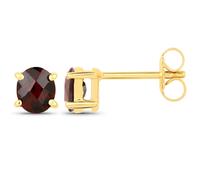 Paar Ohrstecker VIRA JEWELS "925-Sterling Silber vergoldet Glänzend Granat oval rot", gelb (gelb, rot), Ohrringe, Damen, one-size, 1,4, Silber 925 (Sterlingsilber) (74602612-0) gelb, rot