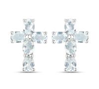 Vira Jewels - Ohrringe 925/- Sterling Silber Aquamarine hellblau 1,5 ct. 1 ct Damen