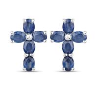 Paar Ohrstecker VIRA JEWELS "Silber 925 rhodiniert Kreuz-Motiv mit echten Saphir-Steinen", weiß (weiß, blau), Ohrringe, Damen, one-size, 2, Silber 925 (Sterlingsilber), Paar Ohrstecker (54205723-0)