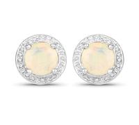 Paar Ohrstecker VIRA JEWELS "Silber 925 rhodiniert mit echtem Opal 5mm", weiß (weiß, weiß), Ohrringe, Damen, one-size, 0,57, Silber 925 (Sterlingsilber) (79263314-0) weiß, weiß
