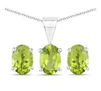 Paar Ohrstecker VIRA JEWELS "Silber 925 rhodiniert Ohrringe und Halskette mit echtem Peridot", weiß (weiß, grün), Ohrringe, Damen, one-size, 2,49, Silber 925 (Sterlingsilber), Paar Ohrstecker (7879262
