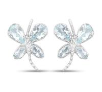Paar Ohrstecker VIRA JEWELS "Silber 925 rhodiniert Schmetterling-Motiv mit echtem Aquamarin", weiß (weiß, hellblau), Ohrringe, Damen, one-size, 1, Silber 925 (Sterlingsilber) (86248355-0) weiß, hellbl