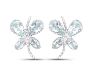 Paar Ohrstecker VIRA JEWELS "Silber 925 rhodiniert Schmetterling-Motiv mit echtem Aquamarin", weiß (weiß, hellblau), Ohrringe, Damen, one-size, 1, Silber 925 (Sterlingsilber) (86248355-0) weiß, hellbl