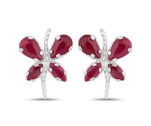 Paar Ohrstecker VIRA JEWELS "Silber 925 rhodiniert Schmetterling-Motiv mit echtem Rubin", weiß (weiß, rot), Ohrringe, Damen, one-size, 1,36, Silber 925 (Sterlingsilber) (25816939-0) weiß, rot