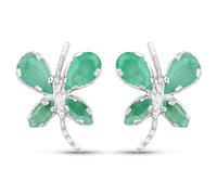 Paar Ohrstecker VIRA JEWELS "Silber 925 rhodiniert Schmetterling-Motiv mit echtem Smaragd", weiß (weiß, grün), Ohrringe, Damen, one-size, 1,2, Silber 925 (Sterlingsilber) (94929367-0) weiß, grün