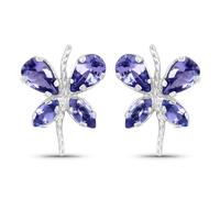 Paar Ohrstecker VIRA JEWELS "Silber 925 rhodiniert Schmetterling-Motiv mit echtem Tansanit", weiß (weiß, violett), Ohrringe, Damen, one-size, 1,16, Silber 925 (Sterlingsilber), Paar Ohrstecker (210229