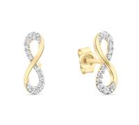 Paar Ohrstecker VIVANCE "333/- Gelbgold glanz bicolorZirkonia Infinity", bunt (mehrfarbig, weiß), Ohrringe, Damen, one-size, Gold (28214953-0) mehrfarbig, weiß