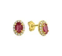 Paar Ohrstecker VIVANCE "333/- Gelbgold glanz Rubin Zirkonia", gelb (gelb, rot), Ohrringe, Damen, one-size, Gold (39392211-0) gelb, rot