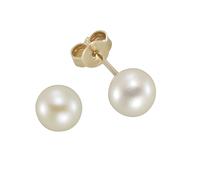 Paar Ohrstecker VIVANCE "333 Gold Perlen 6-6,5mm", gelb (gelb, weiß), Ohrringe, Damen, one-size, Gold, Ohrstecker (64453339-0) gelb, weiß